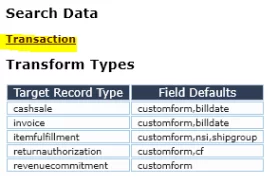 Sales Order search data