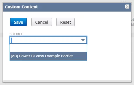 Infographics show that custom content source - PowerBI Custom Portlets