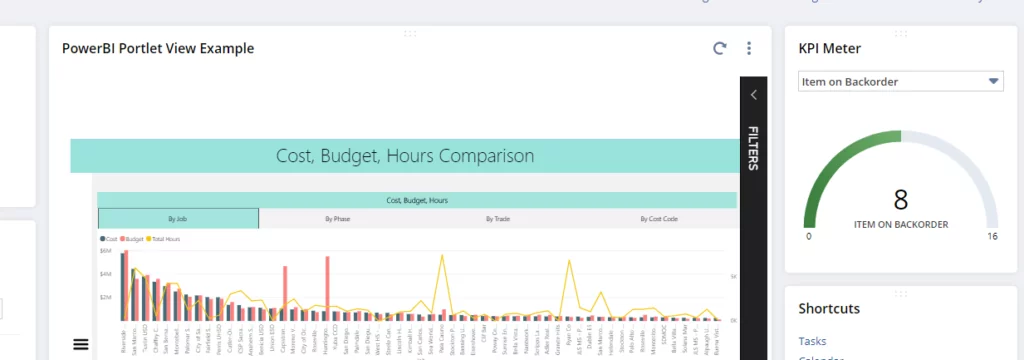 Infographics show that powerBI portlet view example