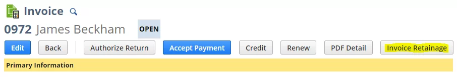 Invoice Retainage
