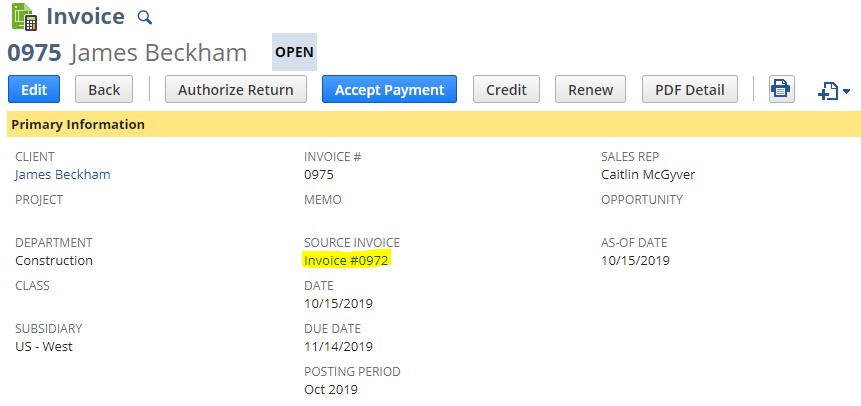 Retainage Invoiced