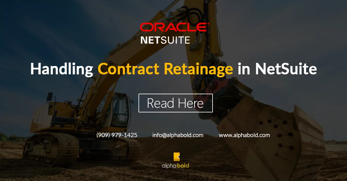 Infographics show the Handling Contract Retainage in NetSuite