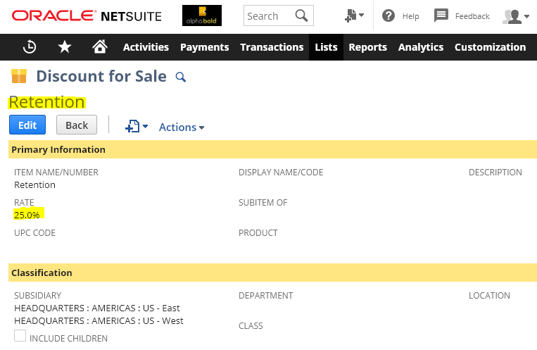 non-posting discount item