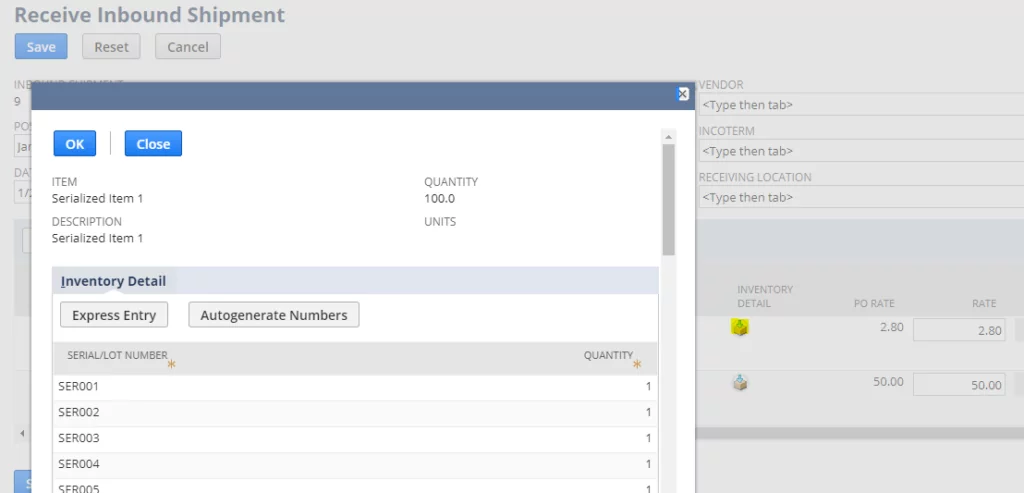 Infographics show the Receive Inbound Shipments page