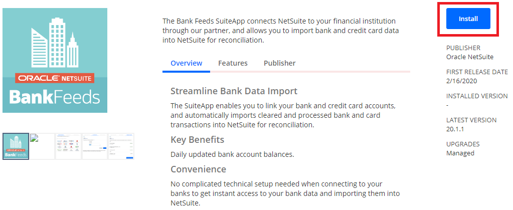 Infographics show the NetSuite Bank Feeds