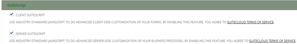 Infographics show the NetSuite Bank Feeds SuiteApp - SuiteScript checked