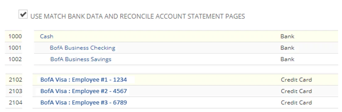 account statement pages