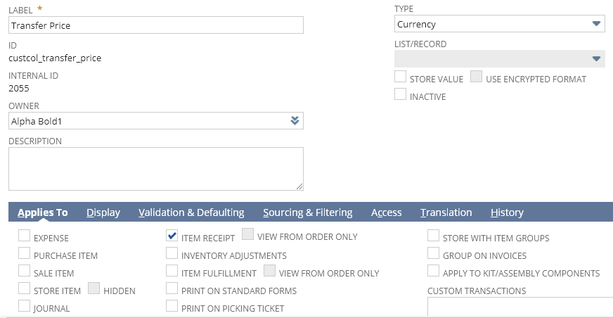 Infographics show the Transaction Lines Fields