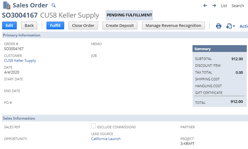 sales order level - NetSuite Financial Segments