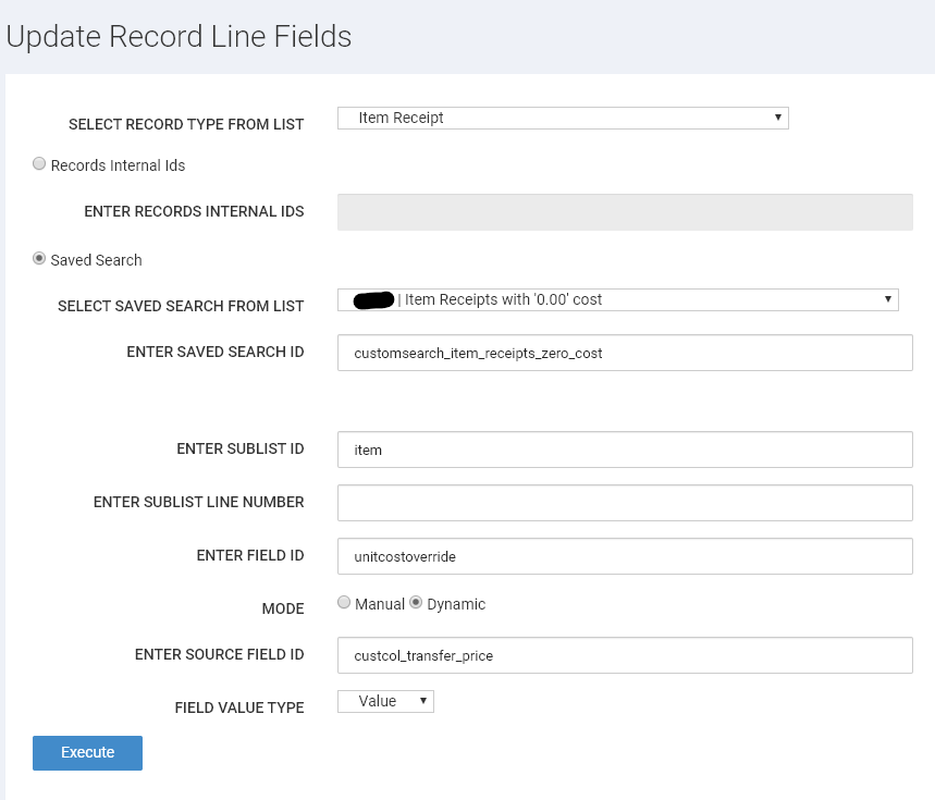 Infographics show the update record line - Fixing Inventory Costing Issues
