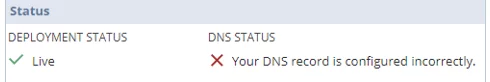 This image shows the DNS status - NetSuite SuiteCommerce 2021.2