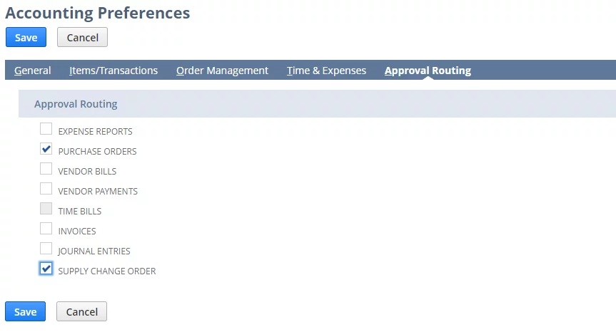 this image shows the Supply Change Order checkbox
