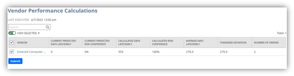 Infographics show that Vendor Performance Calculation - SuiteAnalytics Workbook features