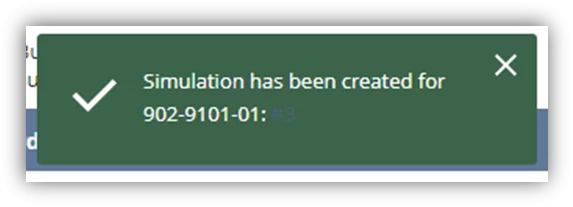Infographics show the Simulation has been created