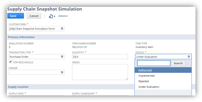 Infographics show the purchasing manager will authorize the simulation