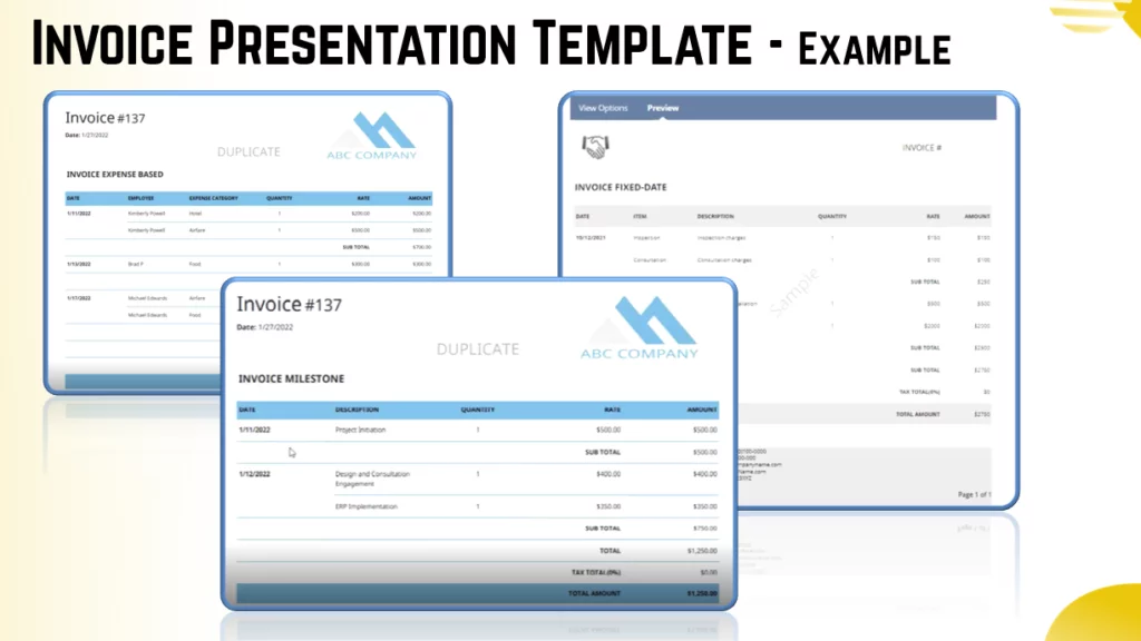 Infographics show the Invoice presentation template