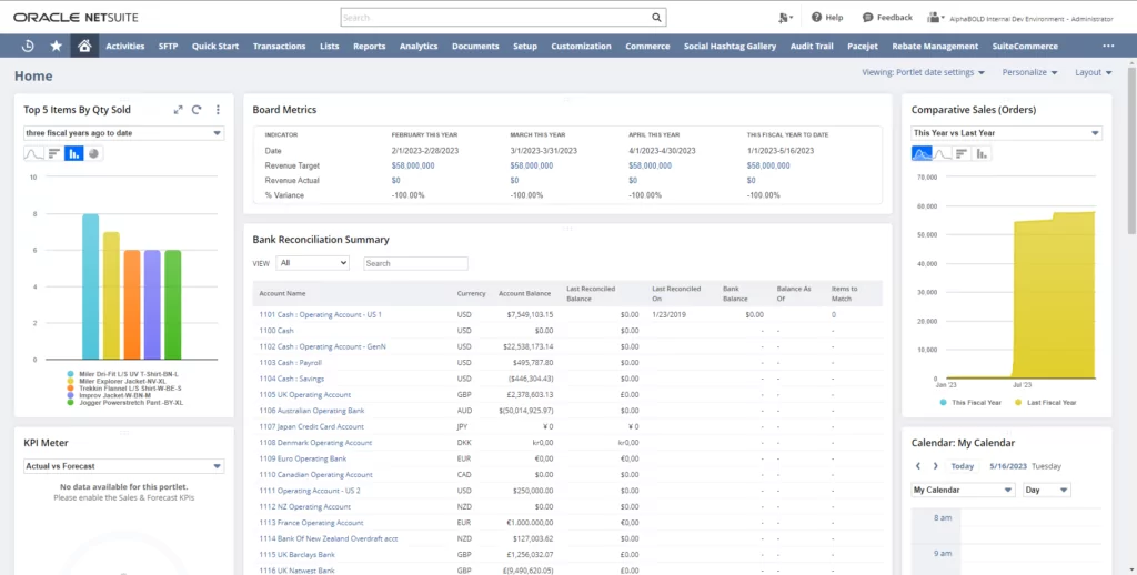 NetSuite ERP Consulting Services -dashboard