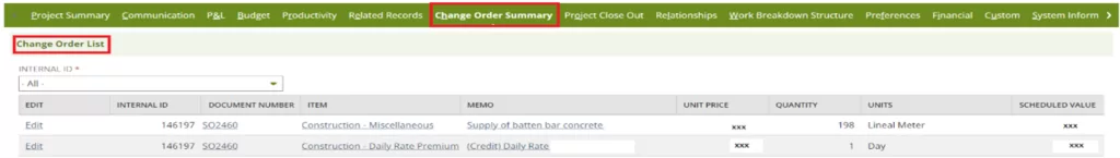 NetSuite for Construction - Cost Estimation and Change Orders