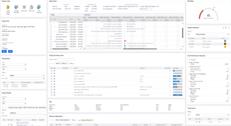 Infographics show the NetSuite for Construction -Project Managment