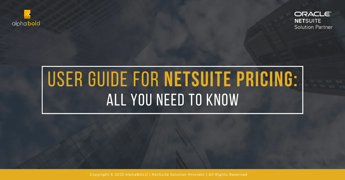 The image shows User Guide for NetSuite Pricing All You Need to Know