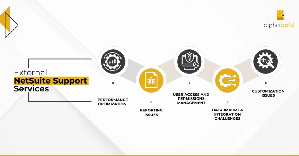 Infographic that show the five External NetSuite Support Services