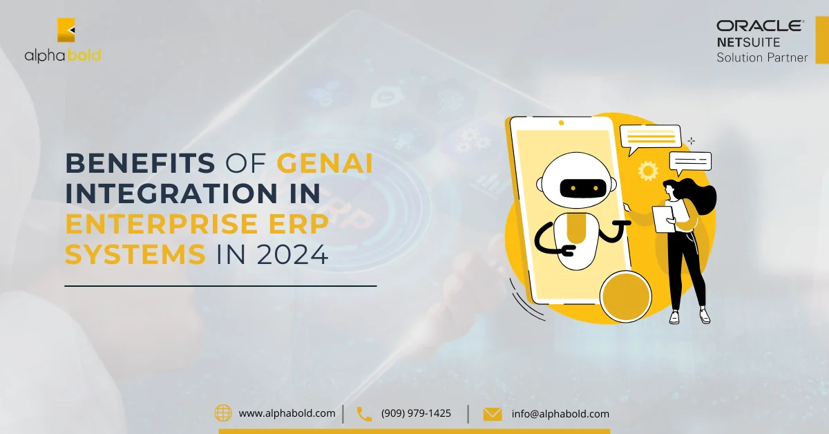 Infographics show the Benefits of GenAI Integration in Enterprise ERP Systems in 2024