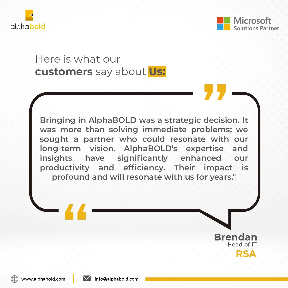 this image shows the client testimonial of RSA Transformation