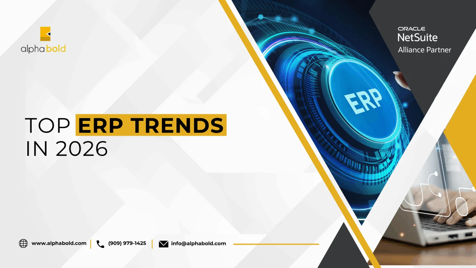 AlphaBOLD banner for “Top ERP Trends in 2026” showing a futuristic ERP interface graphic, highlighting AlphaBOLD as an Oracle NetSuite Alliance Partner.