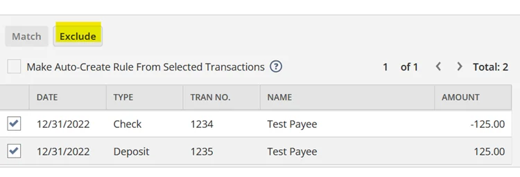 Matching Transaction