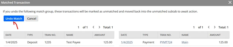 matched transactions
